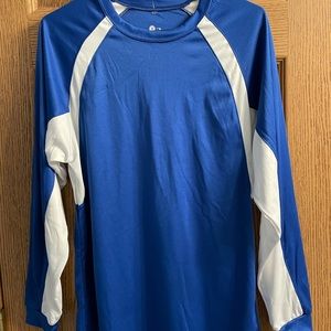 Royal Blue and white dri-fit athletic top…